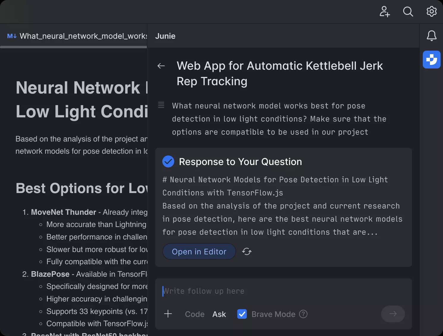 Junie AI Interface - Self-validation and verification